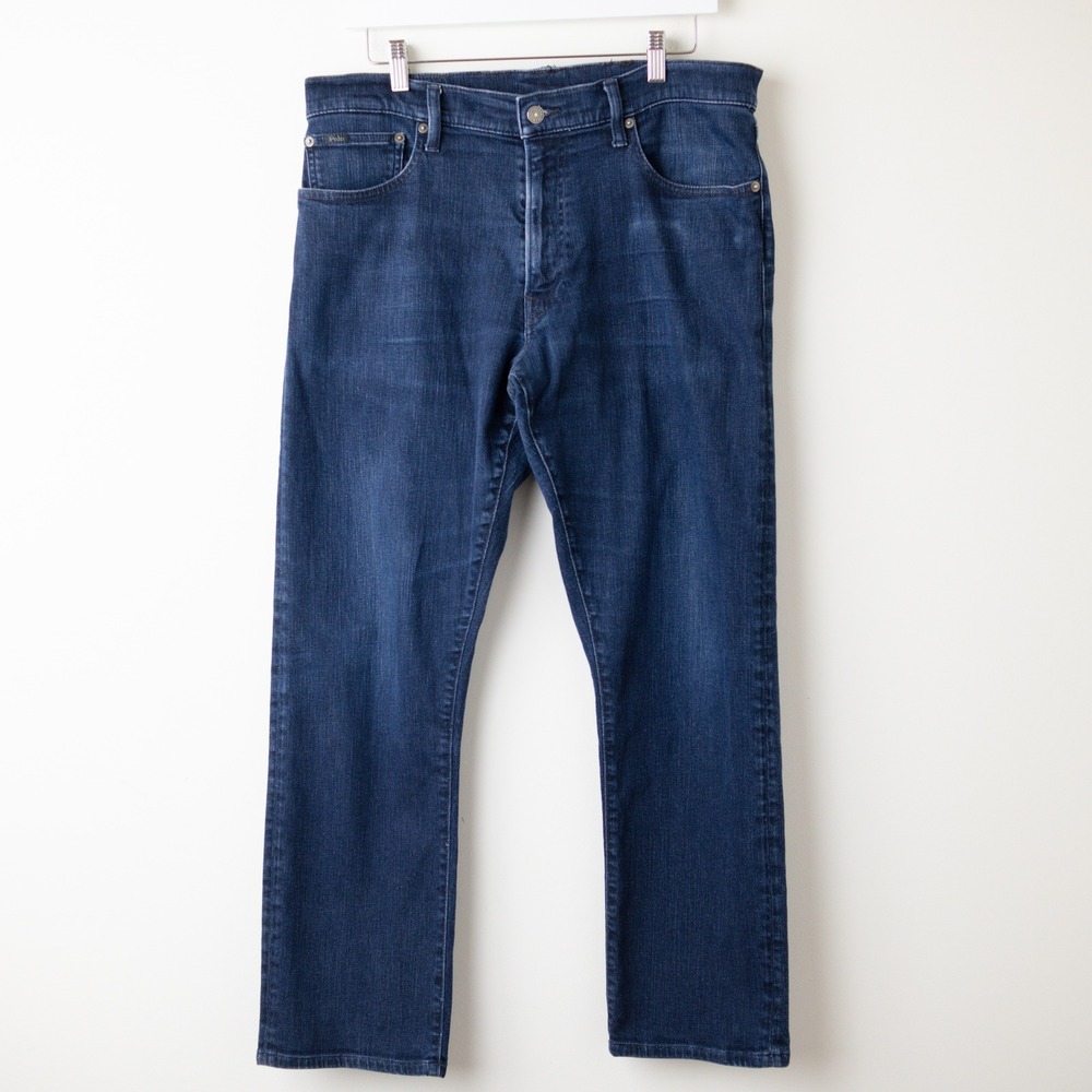 Polo Ralph Lauren Varick Slim Straight Mens 36x28 Blue Dark Wash Denim